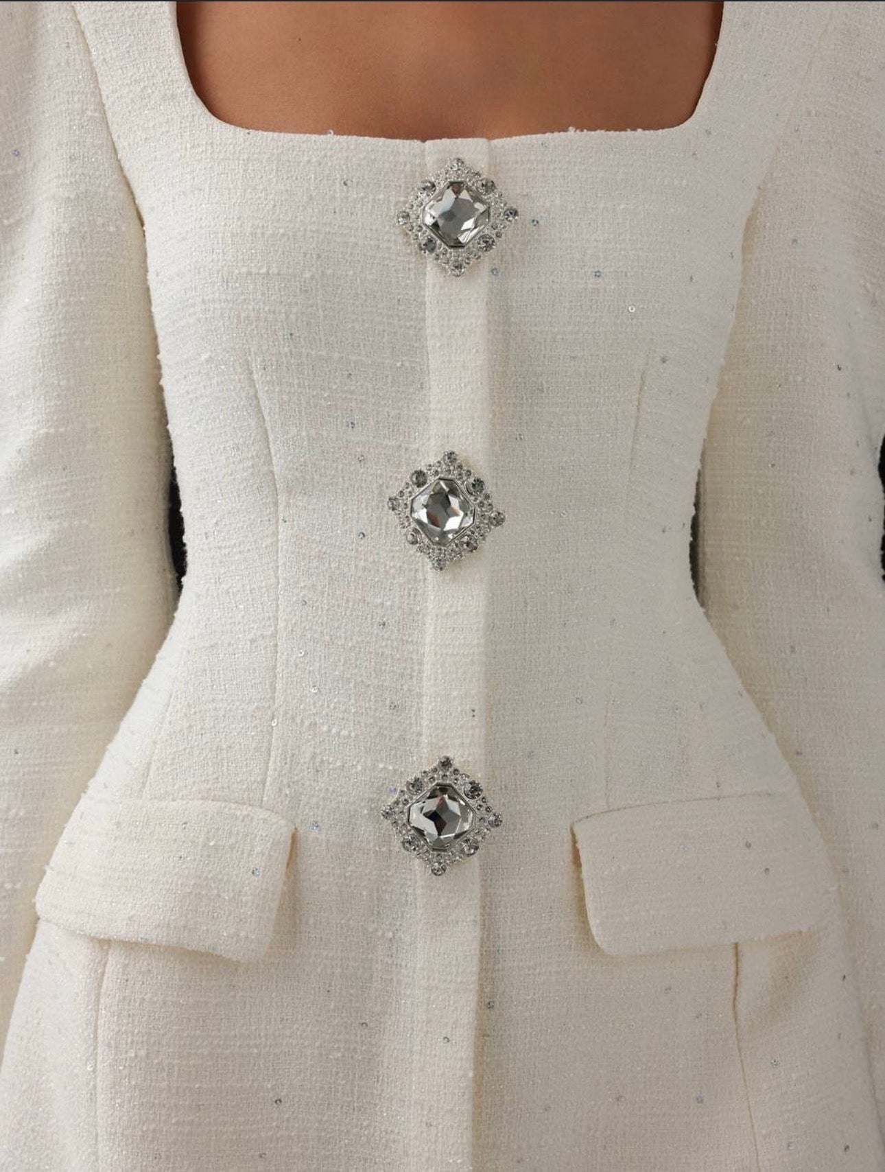 Kristal Düğmeli Tüvit Elbise