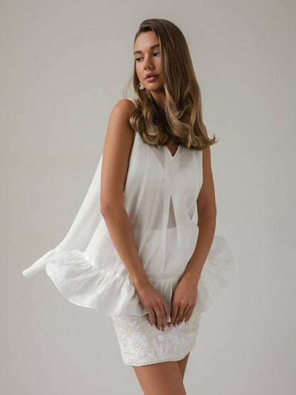 White Orchid Fırfırlı Üst