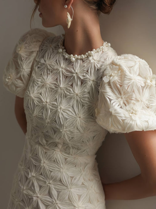 Fleur Dokulu Mini Elbise