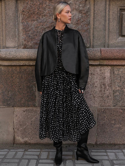 Gece Yarısı Kat Detaylı Deri Ceket