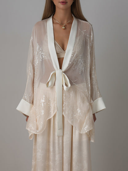 Payetli Saten Kimono