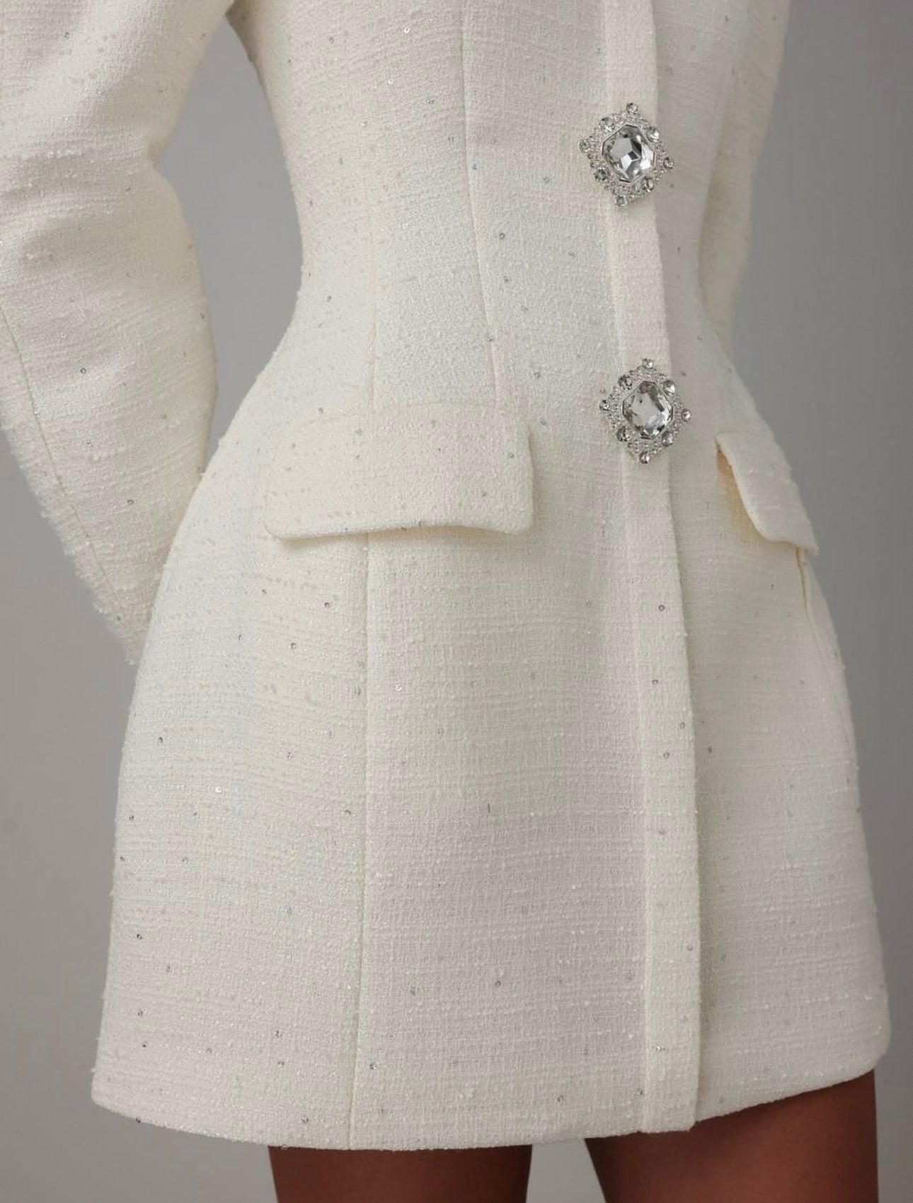 Kristal Düğmeli Tüvit Elbise