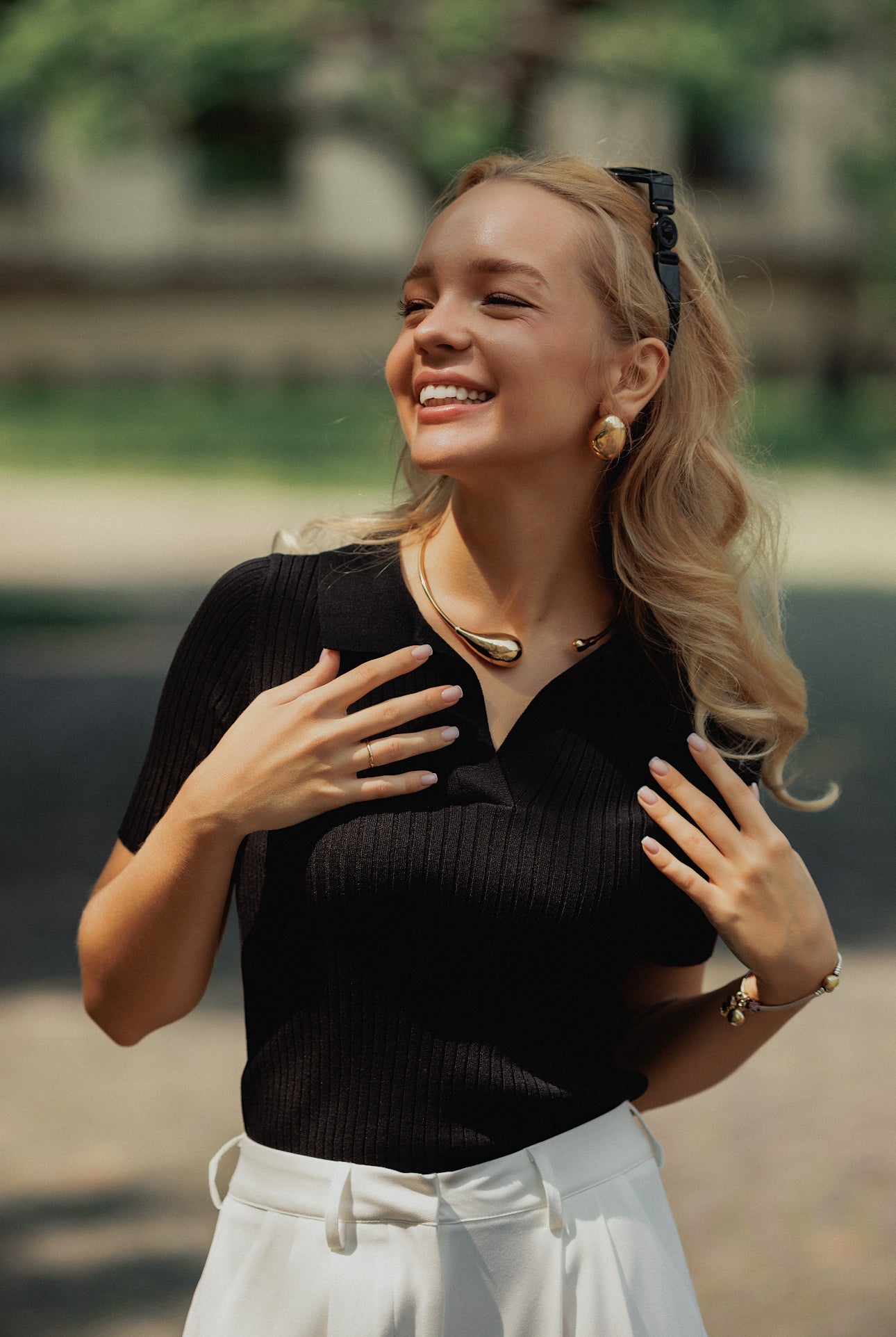 Süt Beyazı Pileli Pantolon