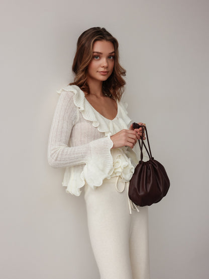 Soft Ruffle Triko Pantolon
