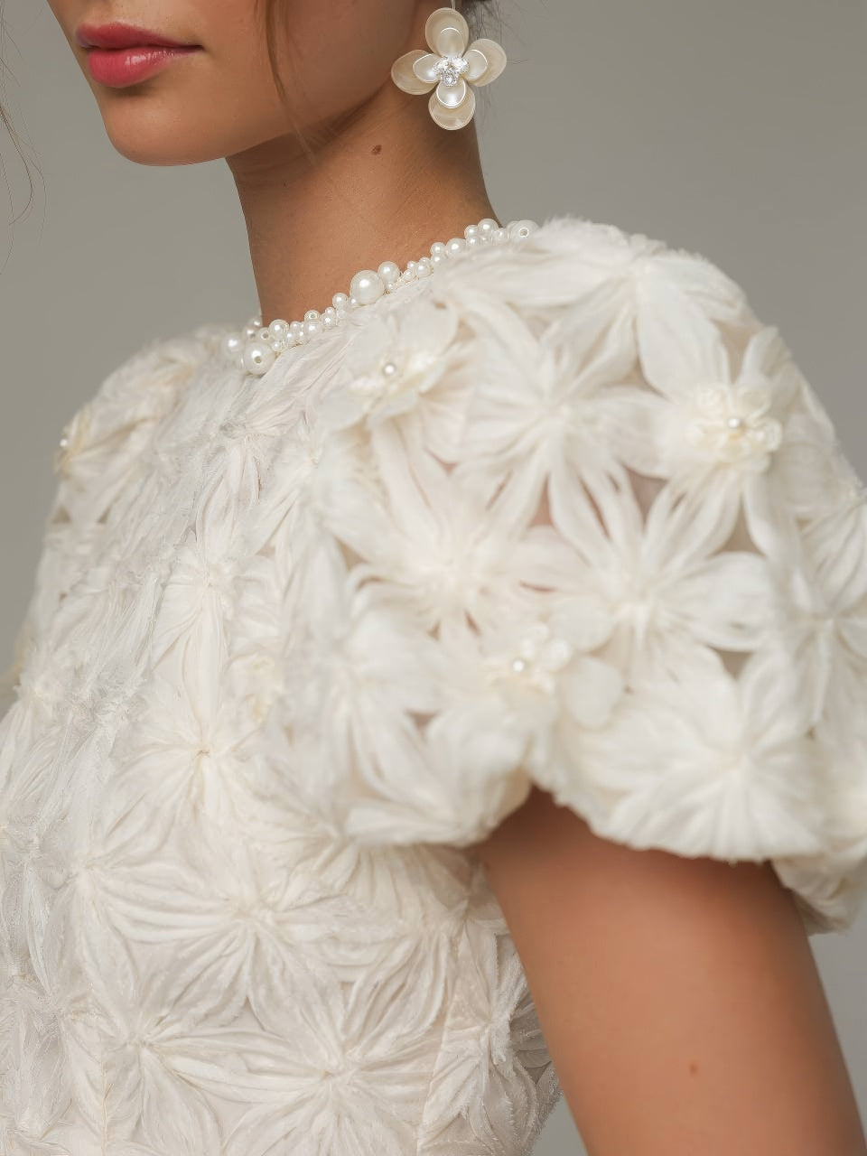 Fleur Dokulu Mini Elbise