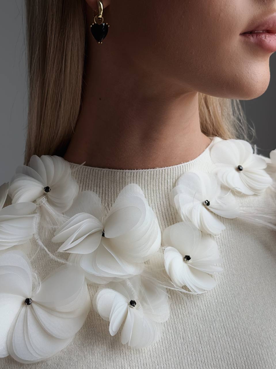 Çiçek Aplike Triko Üst