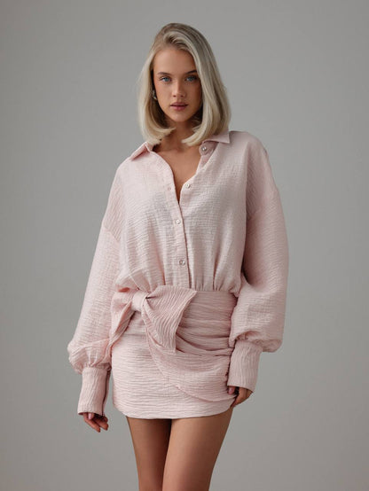 Krem Rüya Gömlek Elbise