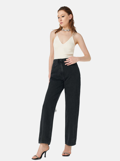 Fitilli Triko Çift Askılı Bluz