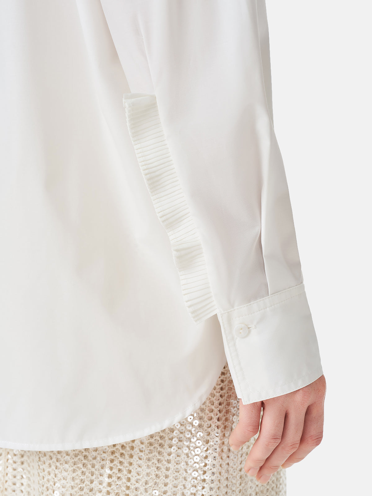 Üç Boyutlu Pileli Çiçekli Pamuklu Gömlek