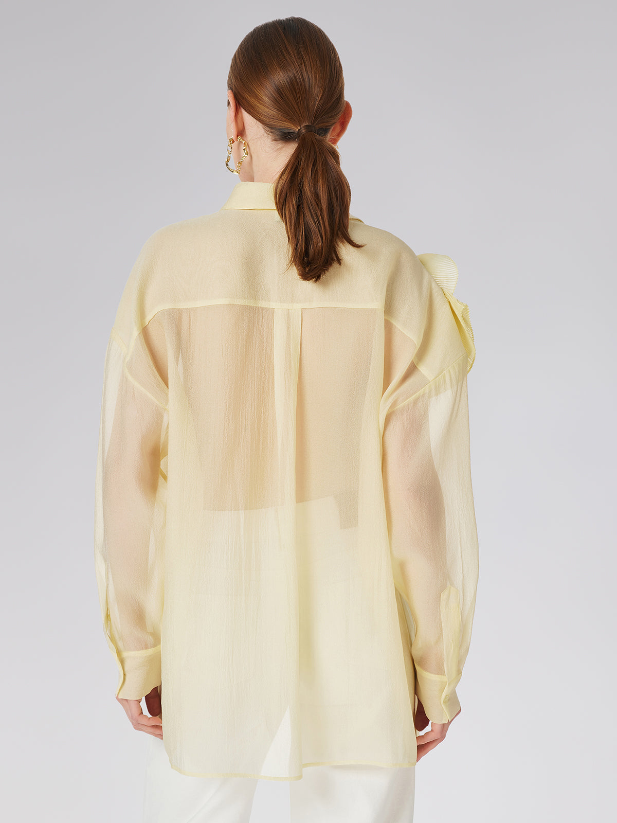 Şeffaf Üç Boyutlu Çiçekli Gömlek