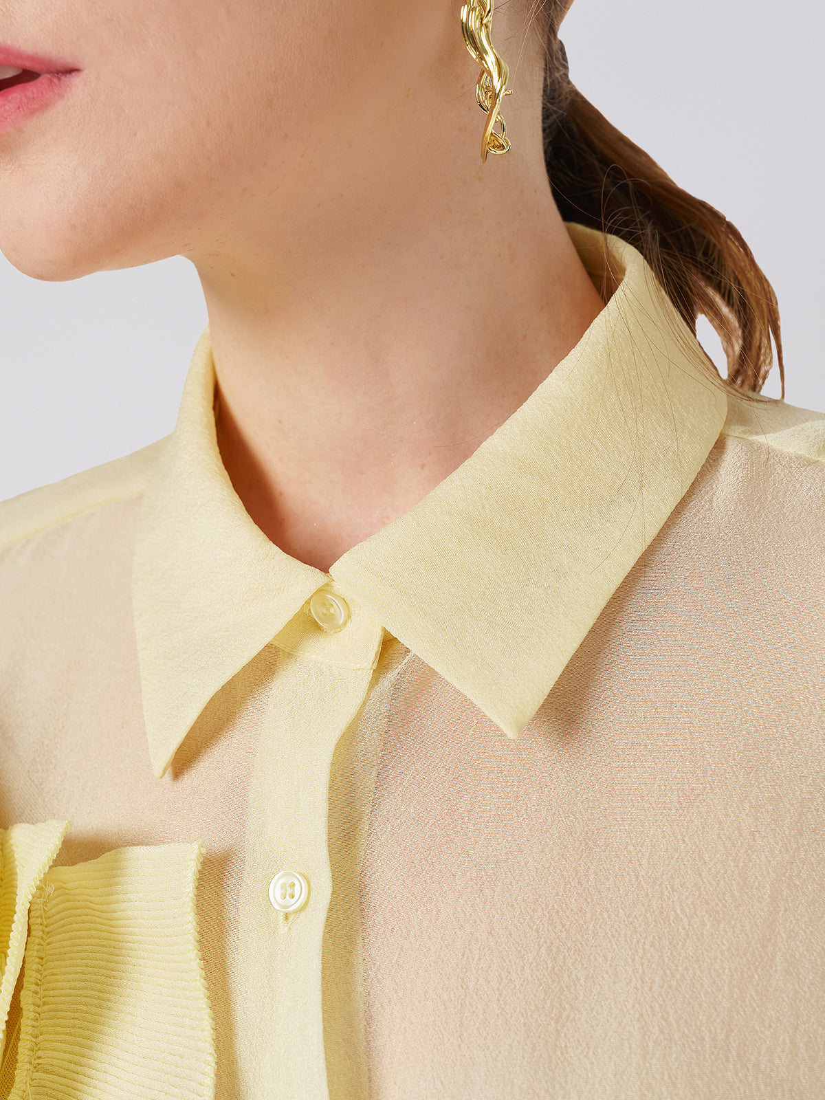 Şeffaf Üç Boyutlu Çiçekli Gömlek