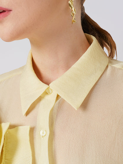 Şeffaf Üç Boyutlu Çiçekli Gömlek