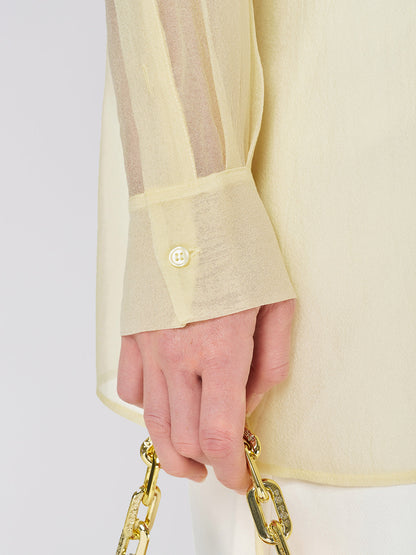 Şeffaf Üç Boyutlu Çiçekli Gömlek