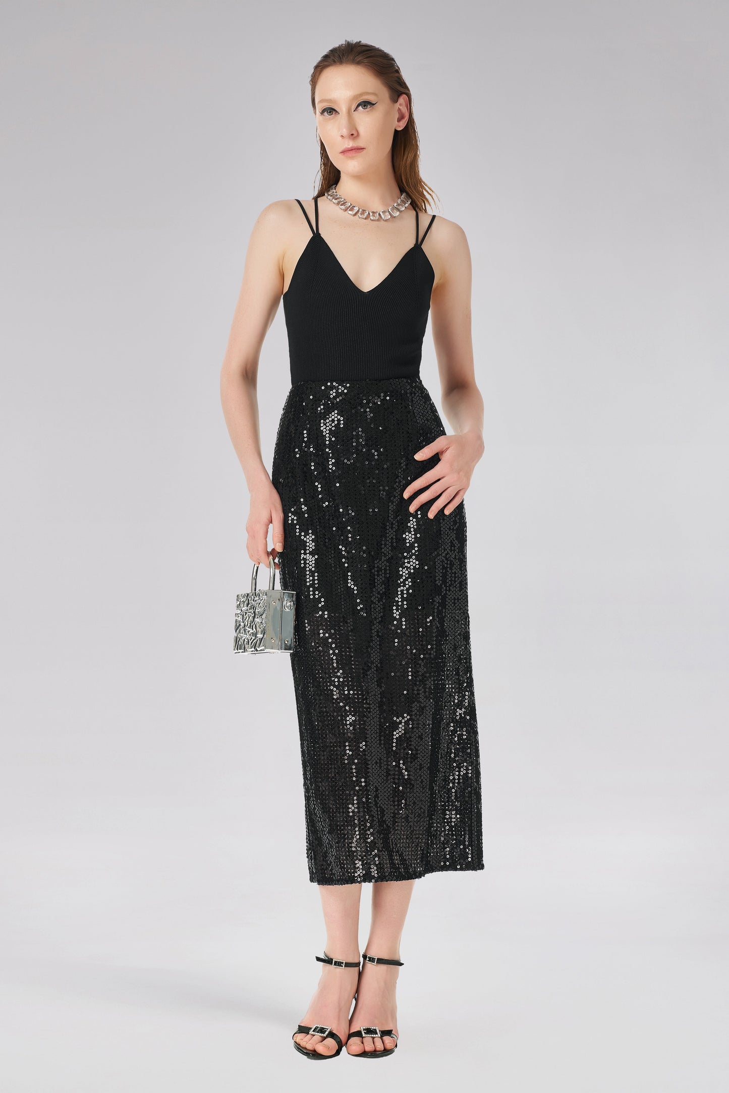 Fitilli Triko Çift Askılı Bluz