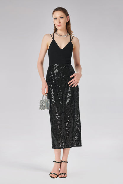 Fitilli Triko Çift Askılı Bluz