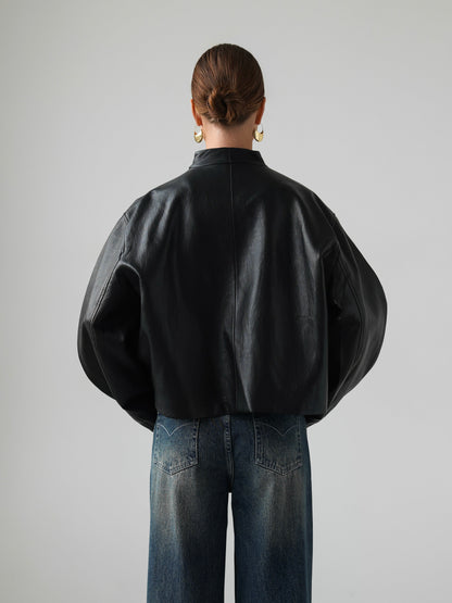 Gece Yarısı Kat Detaylı Deri Ceket
