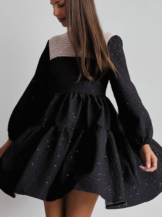 Gece Yarısı İnci Mini Elbise