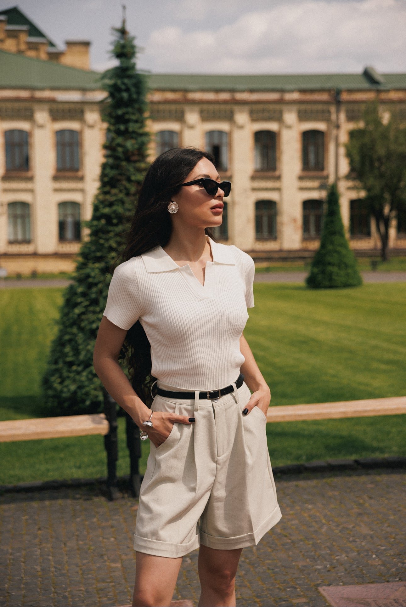 Krem Still Triko Polo Üst