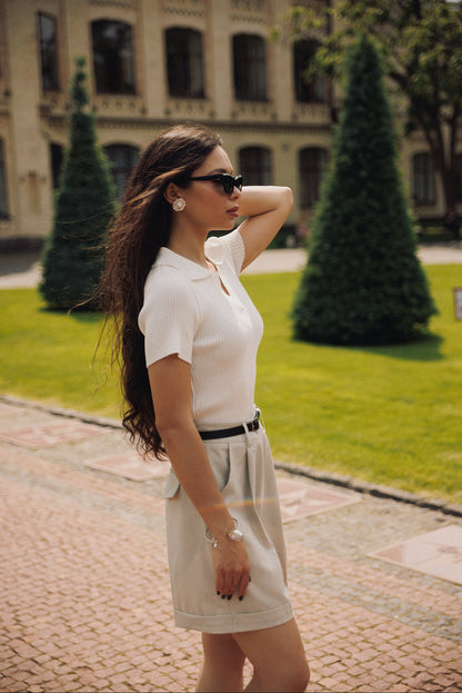 Krem Still Triko Polo Üst