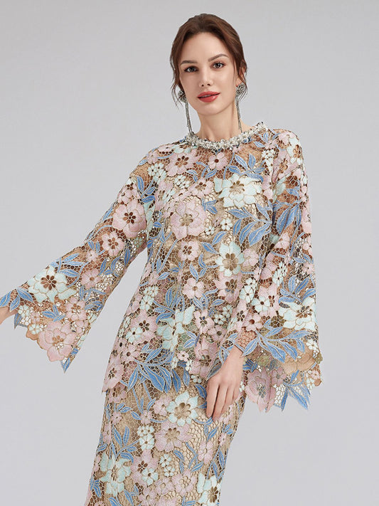 Özel Güpür Dantel Çiçekli Bluz