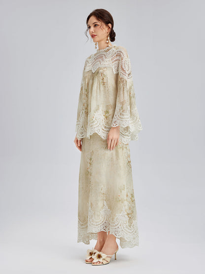 İpek-Keten Barok Dantel Bluz