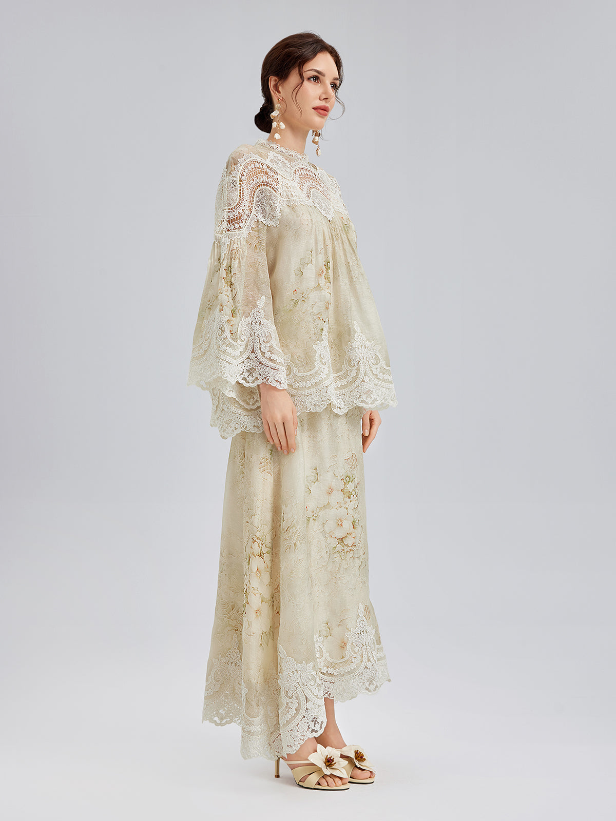 İpek-Keten Barok Dantel Bluz