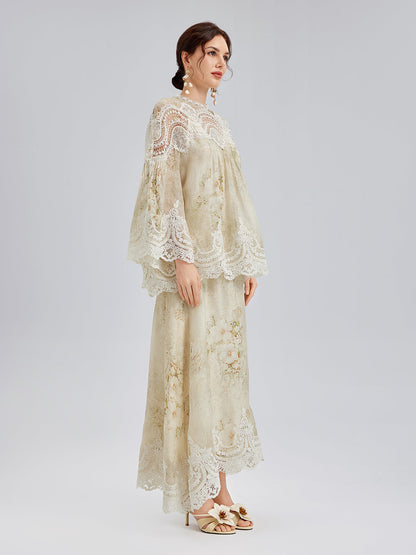 İpek-Keten Barok Dantel Bluz