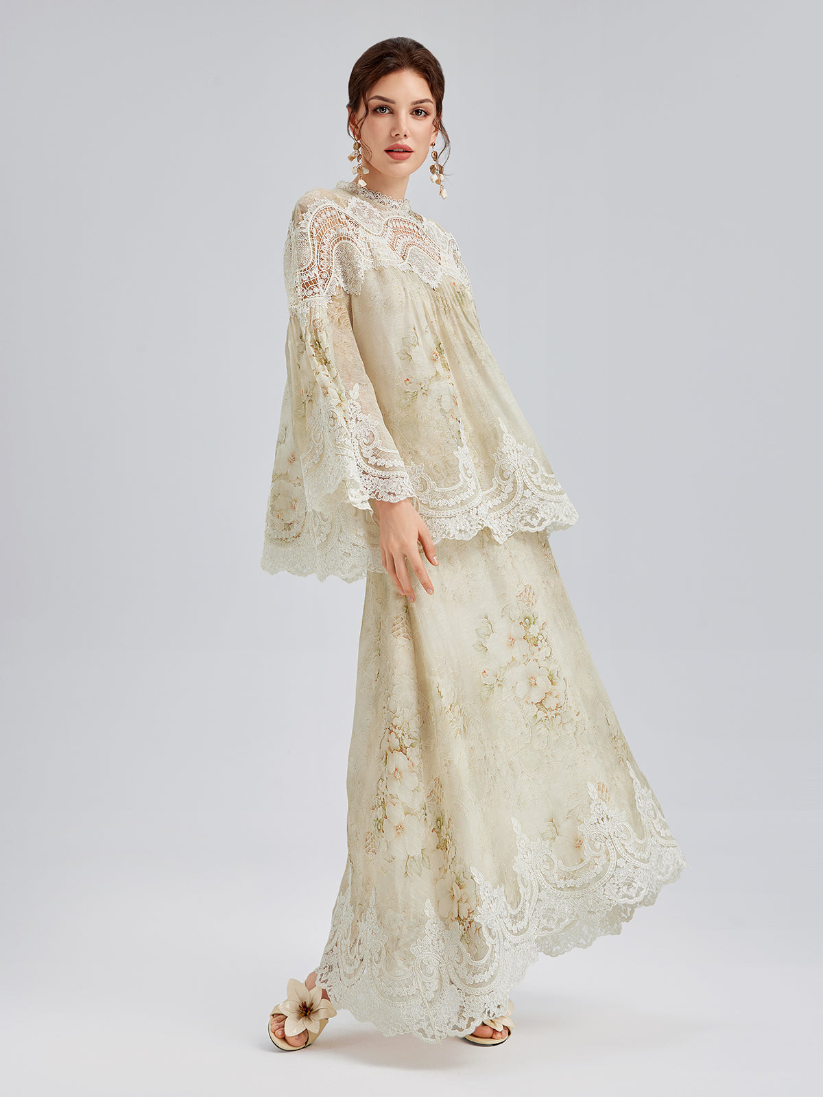 İpek-Keten Barok Dantel Bluz