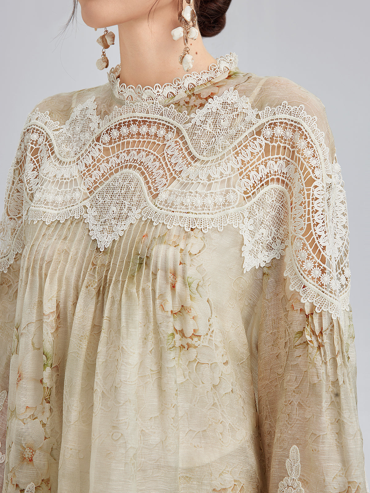 İpek-Keten Barok Dantel Bluz