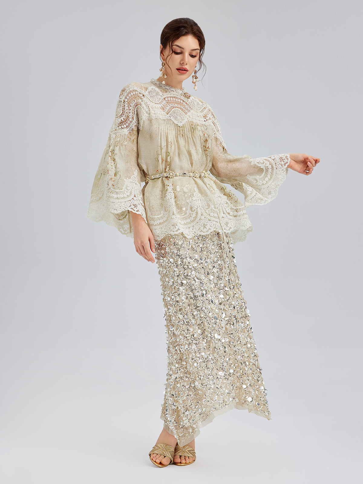 İpek-Keten Barok Dantel Bluz