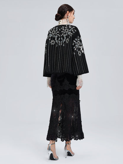 %100 Yün Pullu Nakışlı Ceket