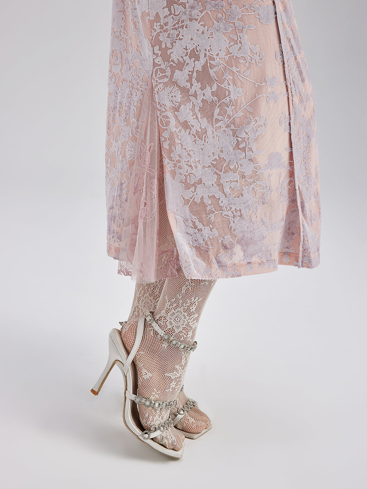 Fransız İpek Kadife Dantel Elbise