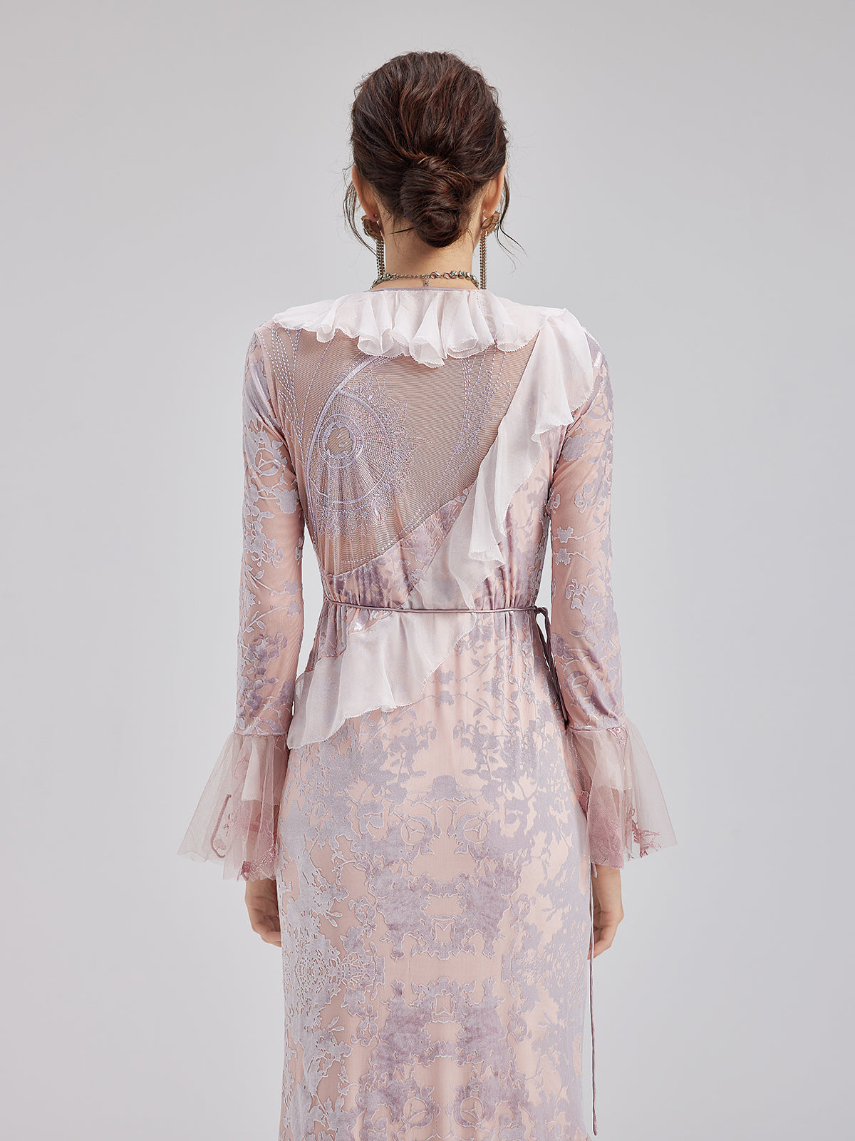 Fransız İpek Kadife Dantel Elbise