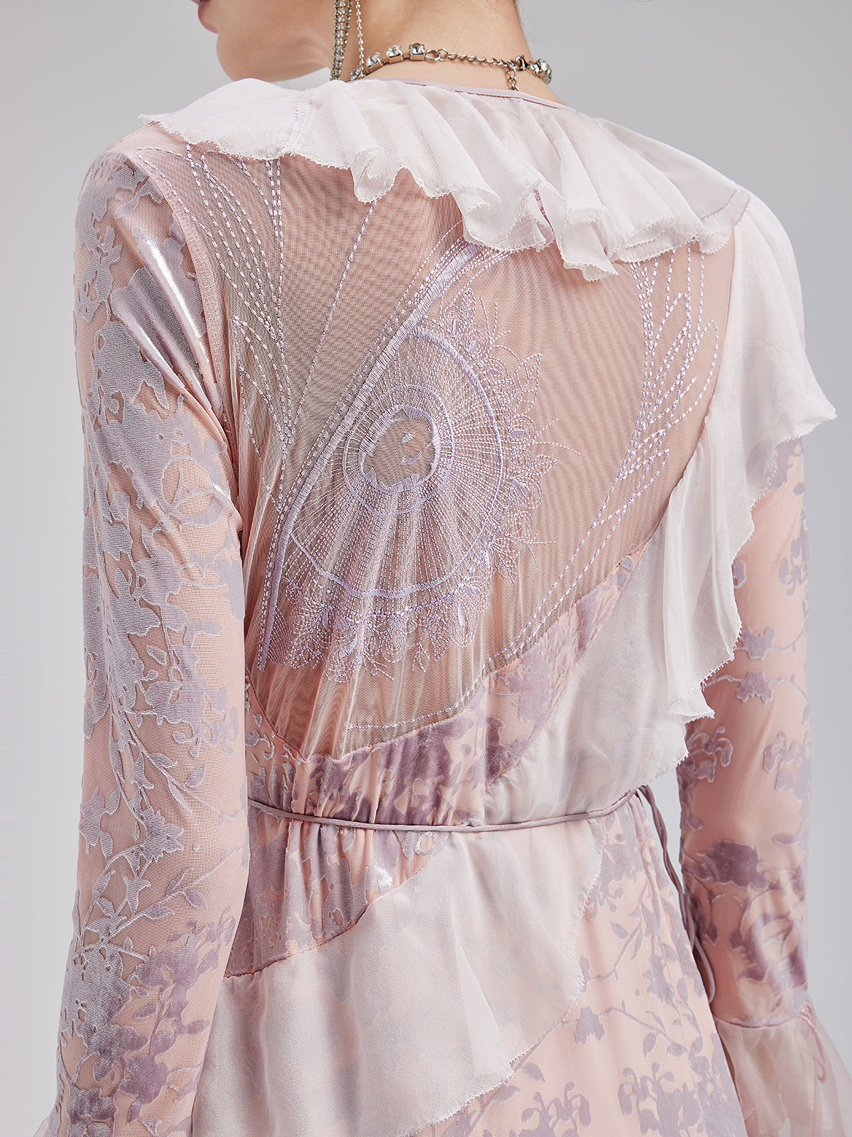 Fransız İpek Kadife Dantel Elbise