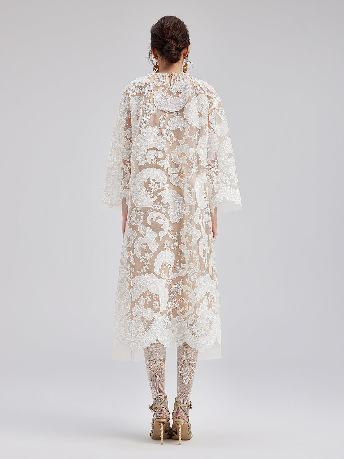 Özel Nakışlı Dantel Boncuklu Elbise