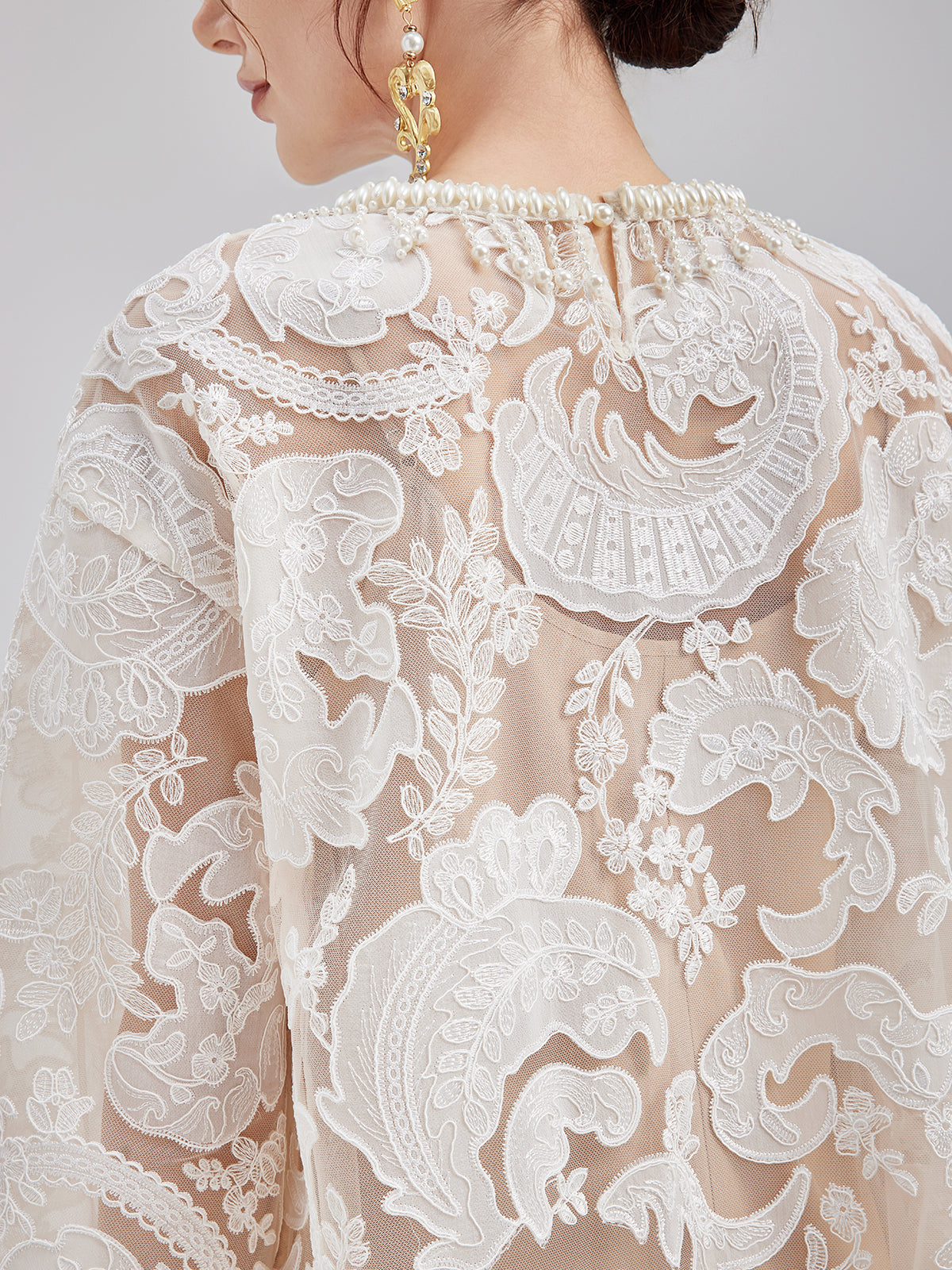 Özel Nakışlı Dantel Boncuklu Elbise