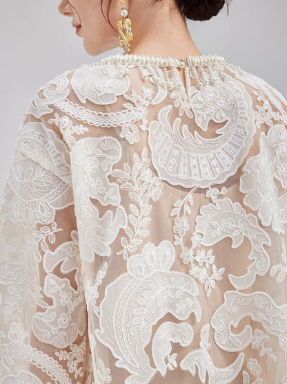 Özel Nakışlı Dantel Boncuklu Elbise