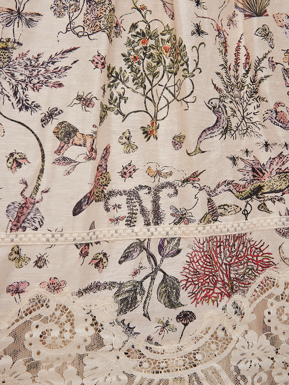 İpek-Keten Çiçekli Dantel Hakim Yaka Gömlek