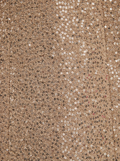 Altın Pullu Kamelya Broşlu Ceket