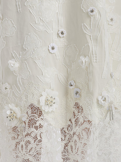 Özel Boncuklu Dantel Jakar Etek