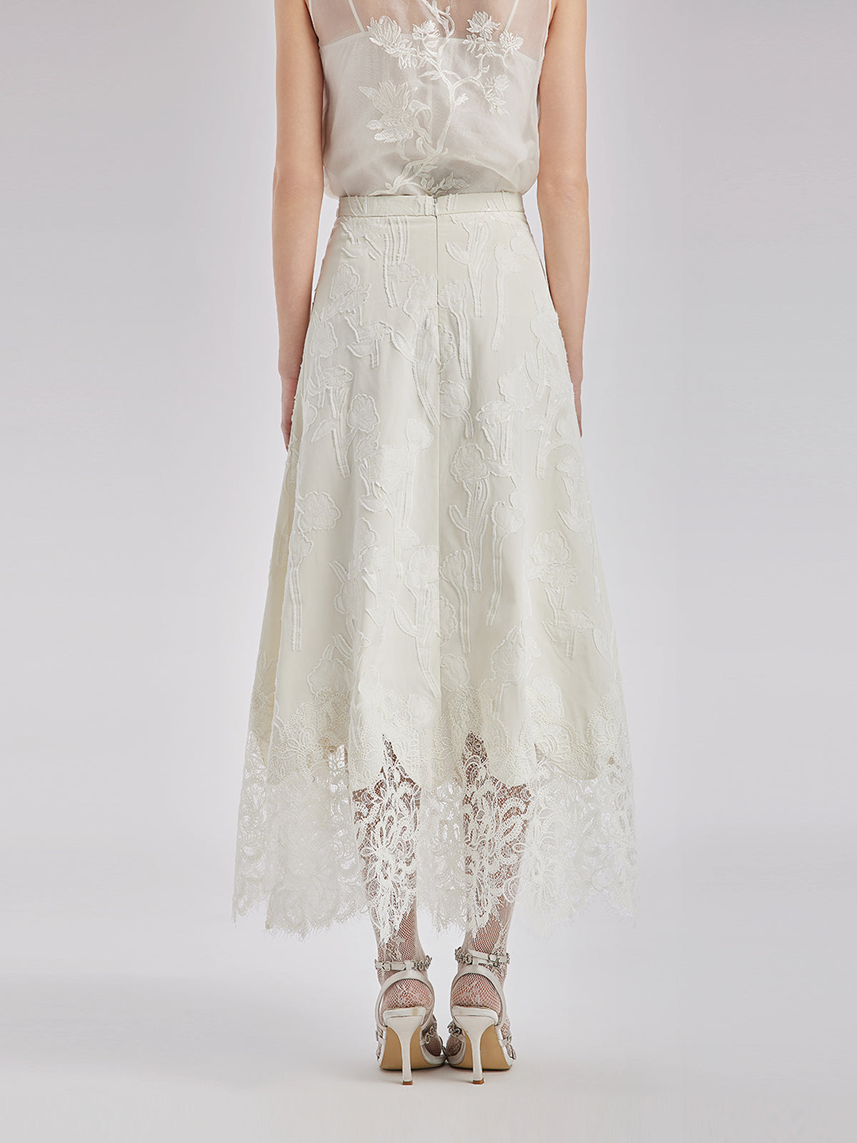 Özel Boncuklu Dantel Jakar Etek