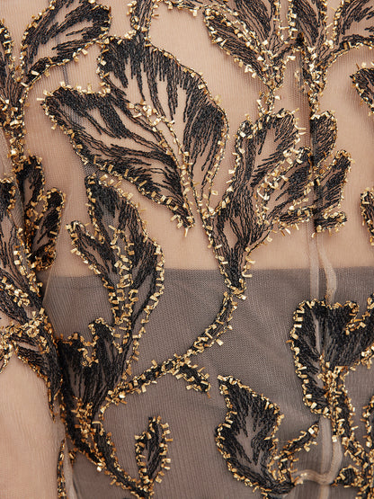 Özel İtalyan Çiçekli Jakar Elbise (Bel Zinciri ile)