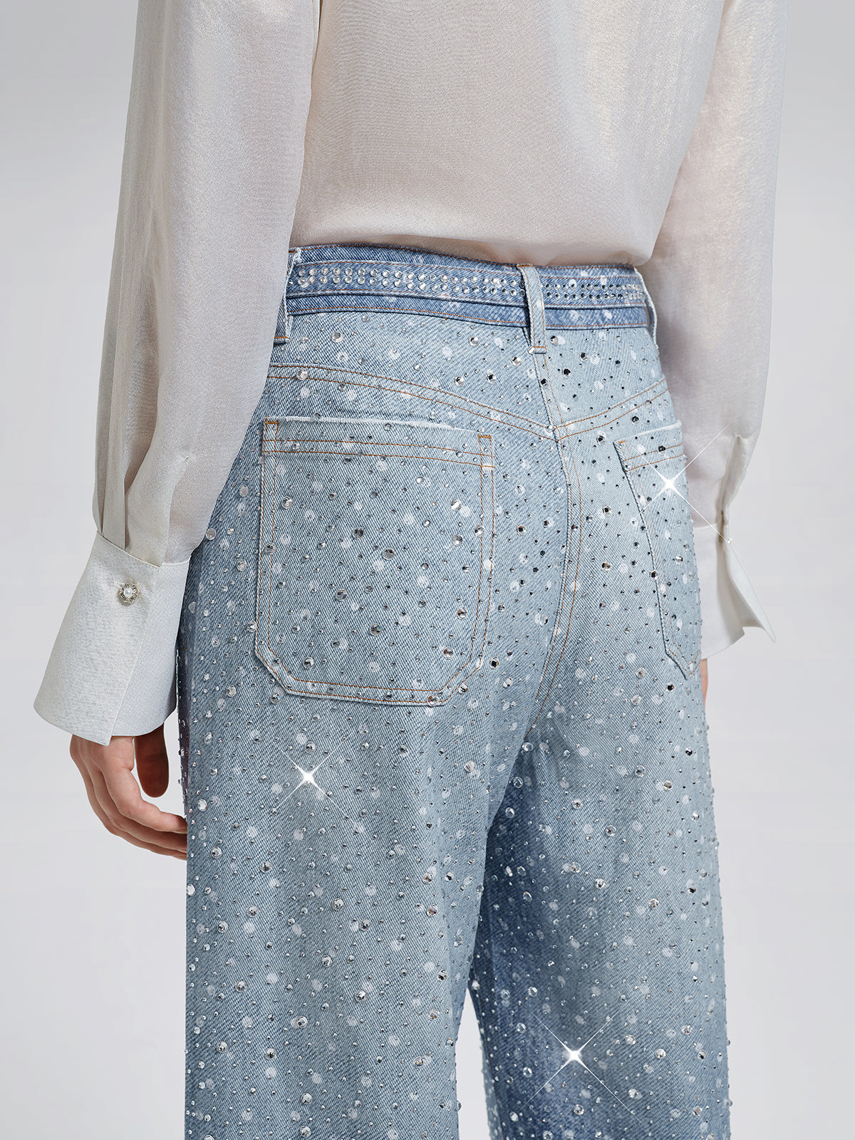 Taşlı Düz Kesim Kot Pantolon