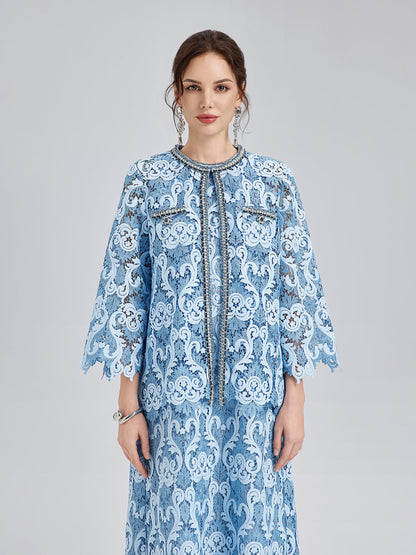 Barok İki Renkli Dantel Ceket