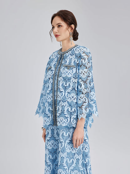 Barok İki Renkli Dantel Ceket