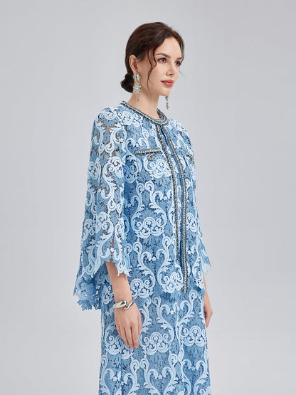 Barok İki Renkli Dantel Ceket