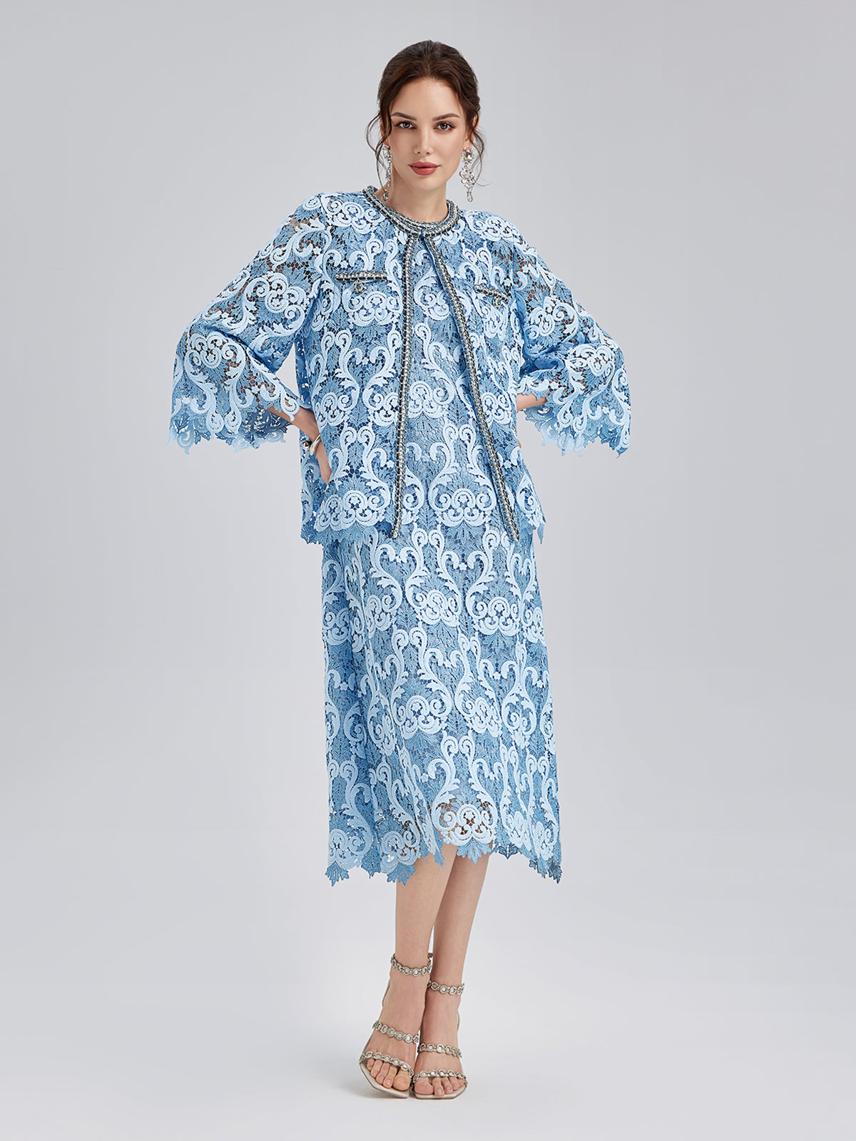 Barok İki Renkli Dantel Ceket