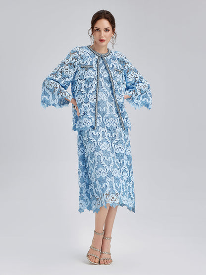 Barok İki Renkli Dantel Ceket