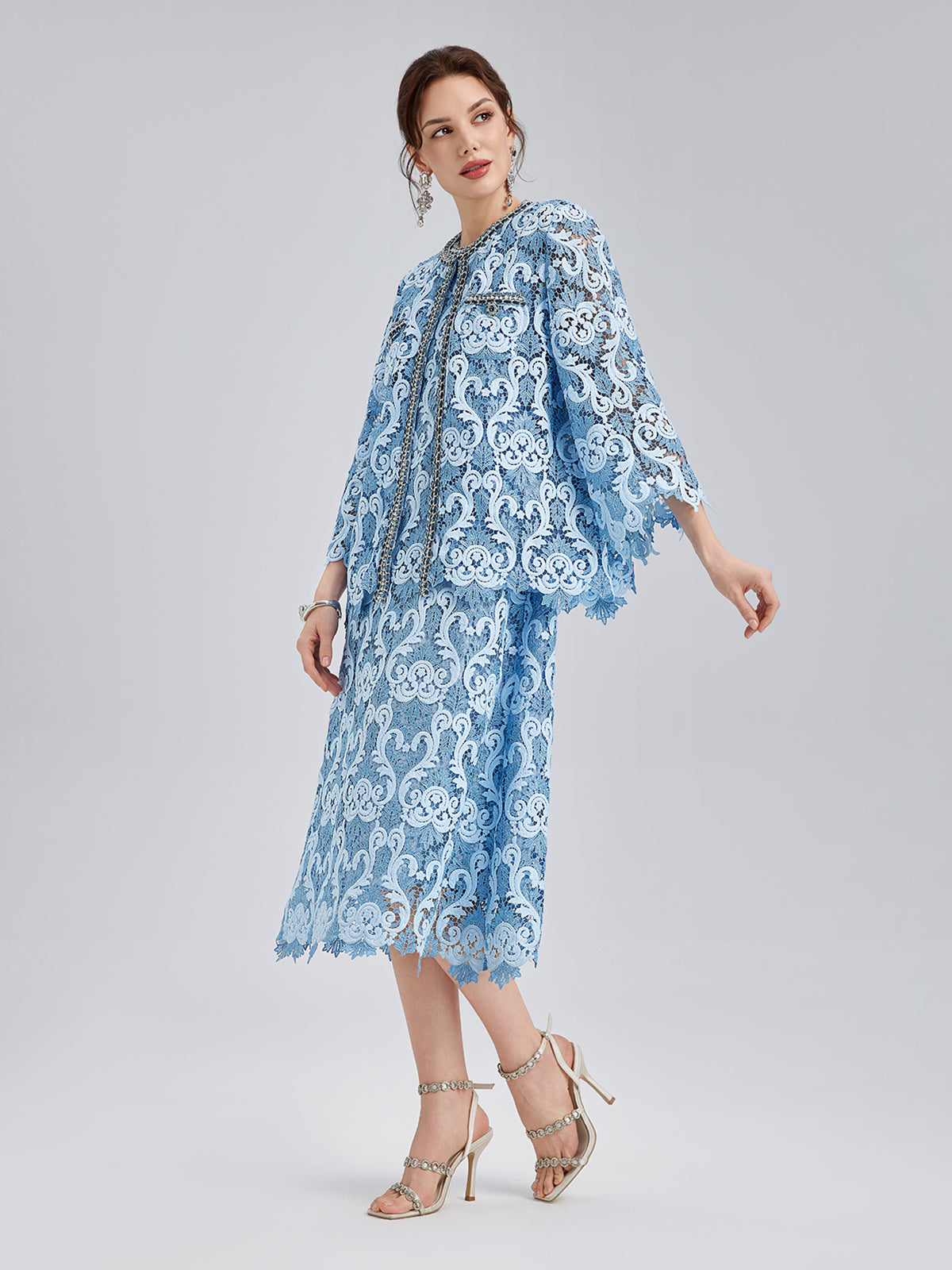 Barok İki Renkli Dantel Ceket