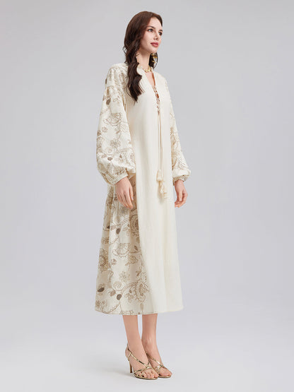 İşlemeli Tatil Elbisesi